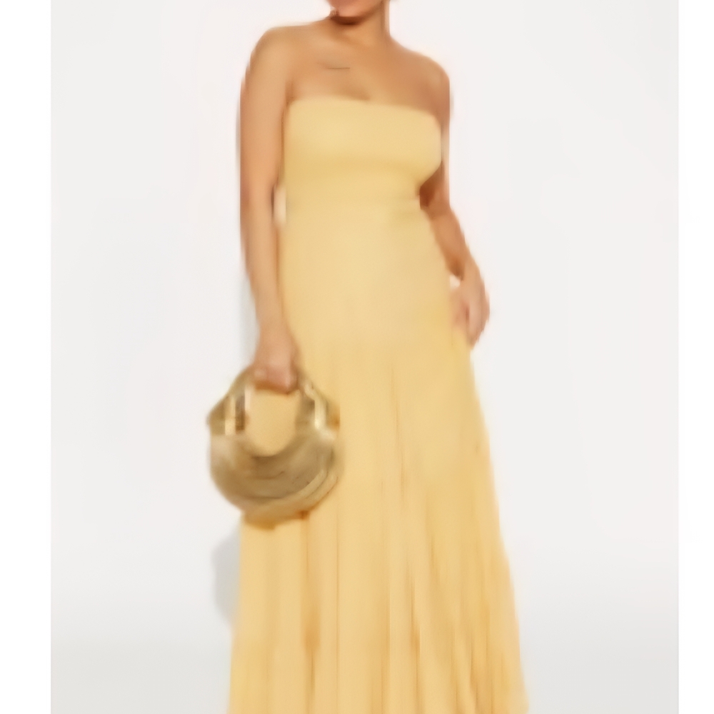 Fashion Nova Strapless Yellow Dress